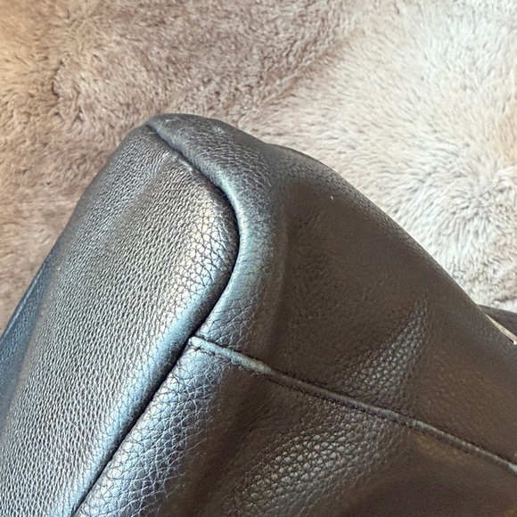 Longchamp Pebble Black Leather Hobo Bag Silver Hardware - Picture 3 of 16